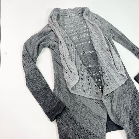 Athleta Wool Sweater Cardigan Womens Small Cashmere Blend Waterfall Front Ombre - Picture 2 of 8